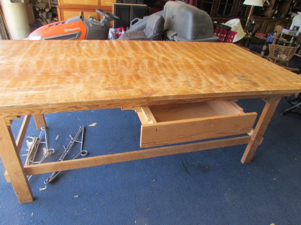 LARGE WORK SHOP TABLE WITH STORAGE DRAWER