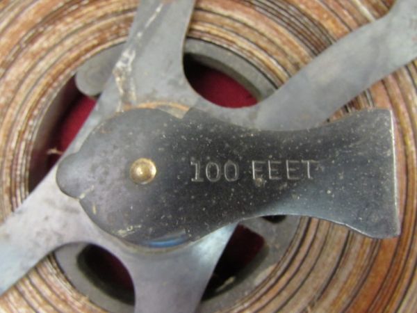 ANTIQUE 100 FOOT METAL SURVEYORS TAPE MEASURE