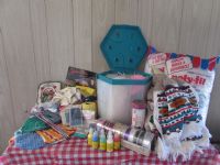 TONS OF CRAFT SUPPLIES! KNITTING SUPPLIES, CARRYING CASE, POLY FILL & MORE!