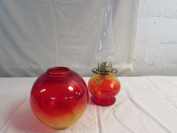 Lot Detail Absolutely Stunning Red Hurricane Lamp