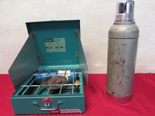 VINTAGE BENZ O MATIC PROPANE STOVE & STANLEY THERMOS