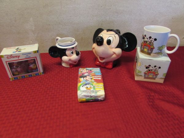 VINTAGE MICKEY MOUSE TEAPOT, MUGS & MORE