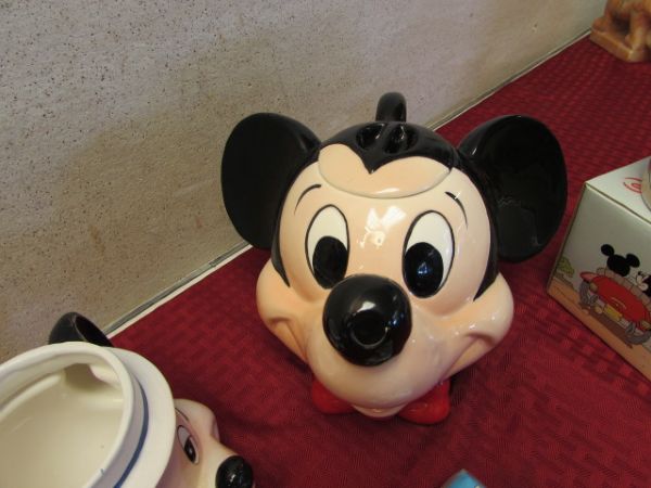 VINTAGE MICKEY MOUSE TEAPOT, MUGS & MORE