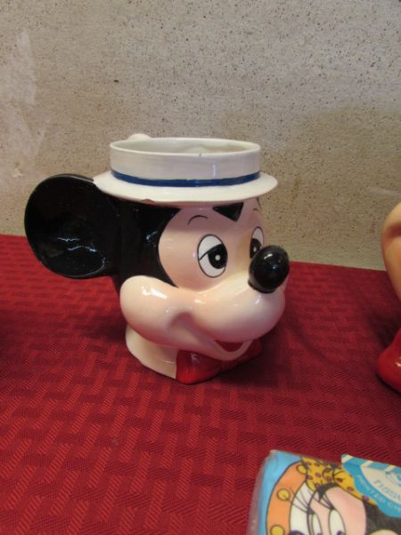 VINTAGE MICKEY MOUSE TEAPOT, MUGS & MORE