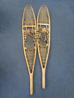 FABULOUS PAIR OF VINTAGE WOOD & LEATHER SNOWSHOES