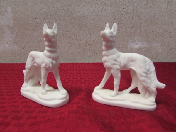 TWO ANTIQUE PARIAN WARE DOG FIGURINES