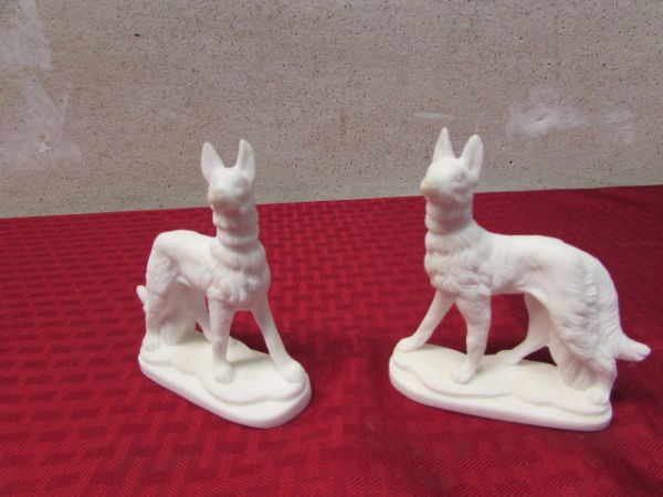 TWO ANTIQUE PARIAN WARE DOG FIGURINES