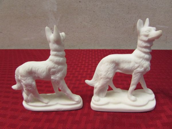 TWO ANTIQUE PARIAN WARE DOG FIGURINES