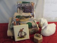 NEVER USED DUCK BLANKETS, TOWELS, CERAMIC MOLDS & MORE