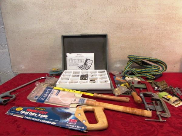 STRANGE HAND SAWS, STAINLESS STEEL NUTS & BOLTS, TOW STRAPS & MORE.