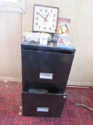 TWO DRAWER FILE CABINET & OFFICE SUPPLIES