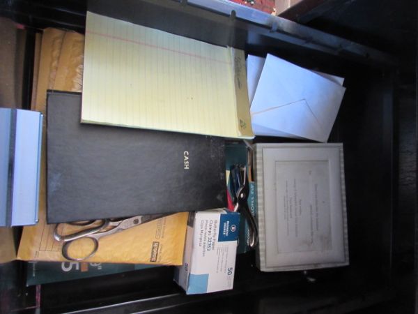 TWO DRAWER FILE CABINET & OFFICE SUPPLIES