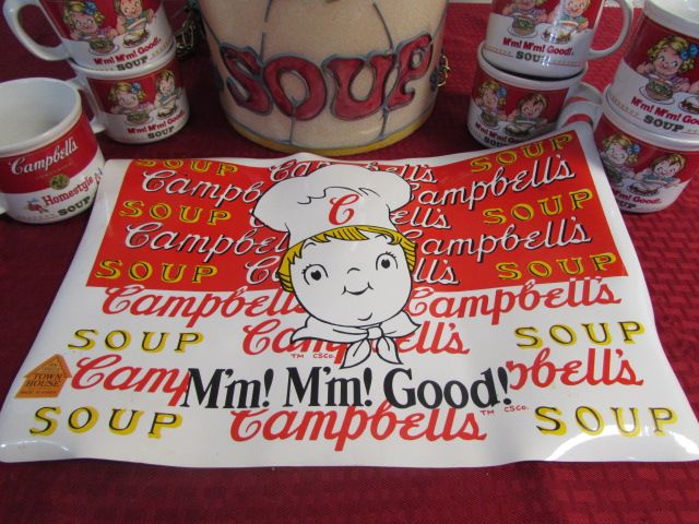 Lot Detail - VINTAGE CAMPBELL SOUP HANGING LIGHT, MUGS