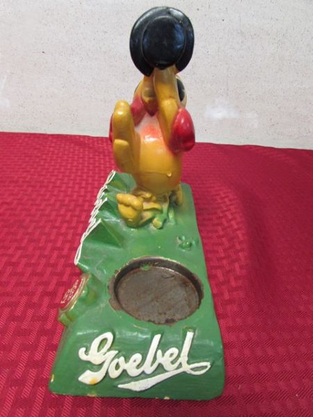 VINTAGE GOEBEL BREWSTER ROOSTER CHALKWARE BAR STATUE