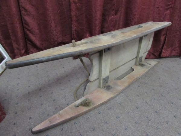 WELL MADE RUSTIC WOOD SNOW SLED 