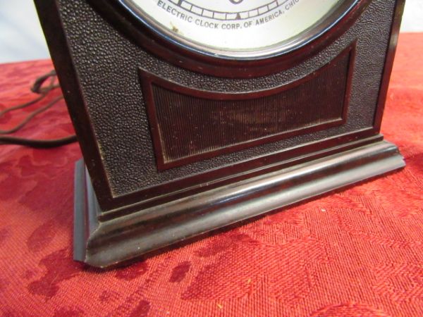 VINTAGE LINCOLN ELECTRIC MANTLE CLOCK & 2 EMERSON TRANSISTOR RADIOS