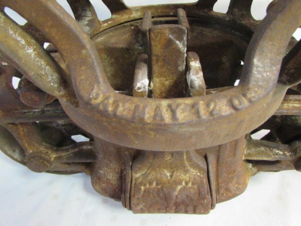 ANTIQUE CAST IRON HAY TROLLEY