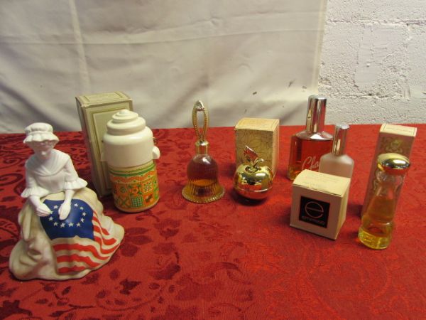 PERFUMED HAND SOAP, VINTAGE PERFUME IN ORIGINAL BOXES, LINENS & MORE