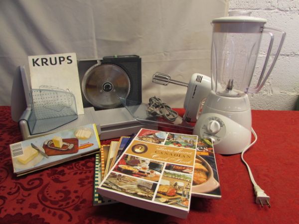 KRUPS MEAT SLICER, BLENDER, BUTTER CUTTER & COOKBOOKS