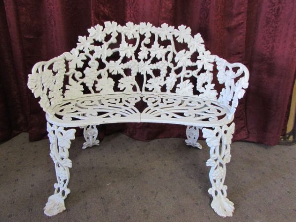 WROUGHT IRON PATIO BENCH