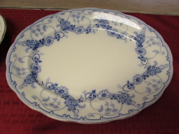 ANTIQUE SOUP TUREEN, SERVING PLATTERS, SUGAR BOWL & MORE