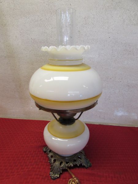 VINTAGE HAND PAINTED HURRICANE LAMP