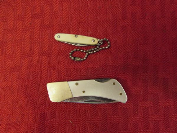 VINTAGE ULTRA LIGHT SQUIRREL KNIFE, KEY CHAIN KNIFE & A COMPASS