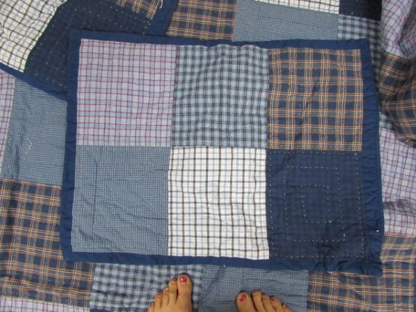 QUILTED FLANNEL PATCHWORK COMFORTER WITH PILLOW SHAMS