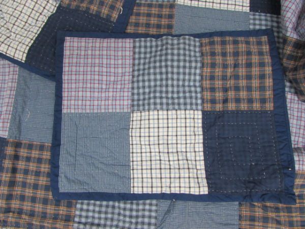 QUILTED FLANNEL PATCHWORK COMFORTER WITH PILLOW SHAMS