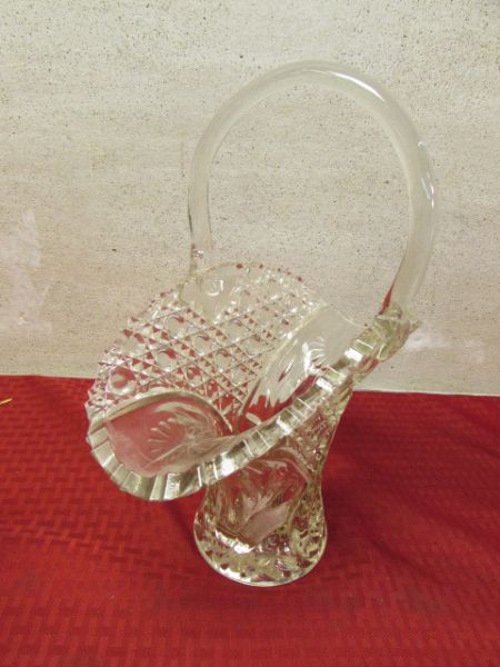 BEAUTIFUL DEPRESSION GLASS VASE, PORCELAIN TEAPOT, FRIENDSHIP PLATE & MORE