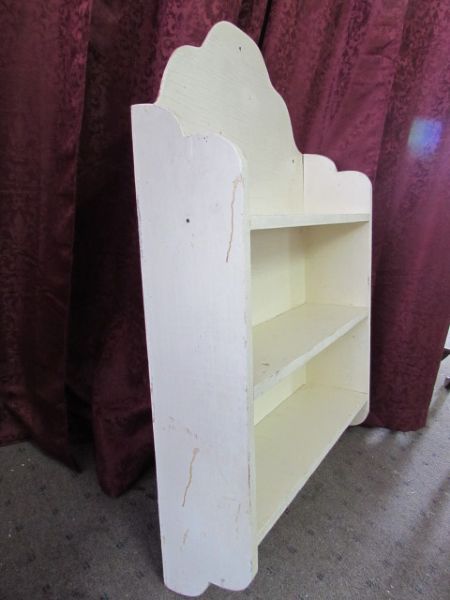 RUSTIC WHITE WOODEN SHELF