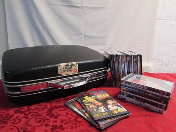 RETRO SAMSONITE SUITE CASE FULL OF DVD'S