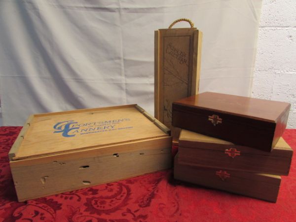 VINTAGE WOODEN STORAGE BOXES