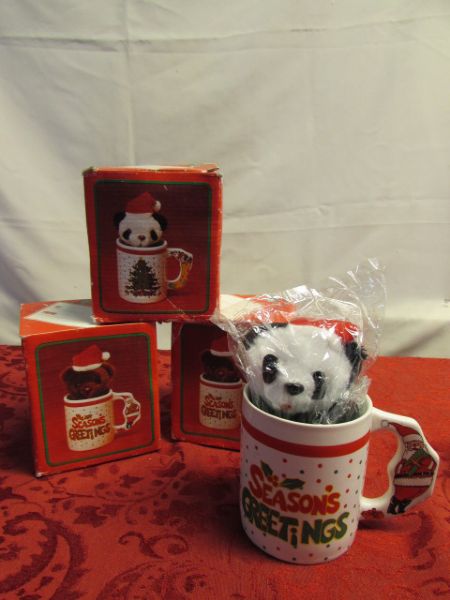 VERY MERRY ENTERTAINING!  2 NEVER USED HOLIDAY BUFFET SETS, PLATTER, HOLIDAY MUGS & MORE