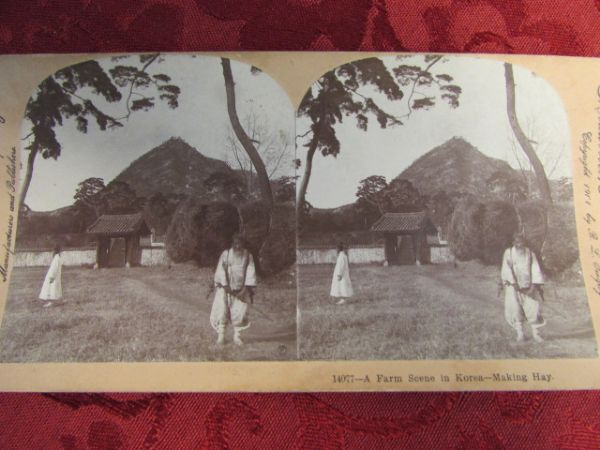 BEFORE THERE WAS TV. . . . ANTIQUE PERFECSCOPE STEREOSCOPE WITH TWO PHOTO CARDS 