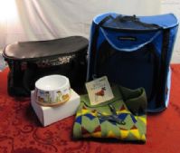 TRAVELIN PETS, POP UP KENNEL, POSH PET CARRIER, SWEATER, DISH & CLIPPERS