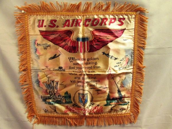 AWESOME VINTAGE WWII U.S. AIR CORPS SWEETHEART PILLOWCASE