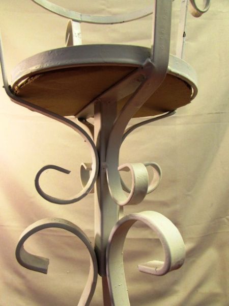 WROUGHT IRON PLANT STAND & LARGE CERAMIC VASE