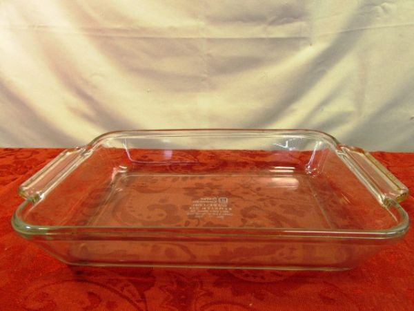 PYREX, GLASBAKE & ANCHOR OVENWARE, TUPPERWARE SHAKE N POUR, FOOD STORAGE CONTAINERS & CUTLERY 