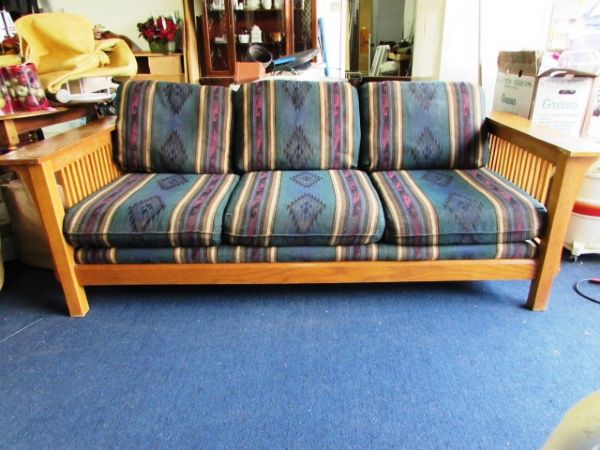 MATCHING NAVAJO PRINT WOOD FRAMED COUCH