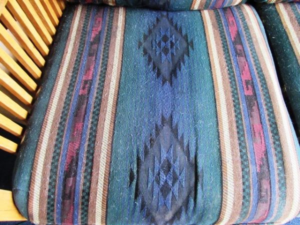 MATCHING NAVAJO PRINT WOOD FRAMED COUCH