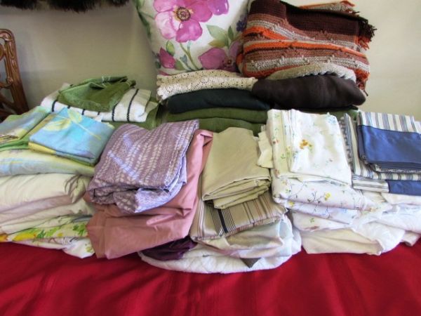 THE LINEN CLOSET-TOWELS, THROW BLANKETS, SHEETS, PILLOWS, A SNUGGIE & . . . 