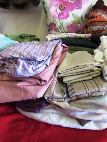 THE LINEN CLOSET-TOWELS, THROW BLANKETS, SHEETS, PILLOWS, A SNUGGIE & . . . 