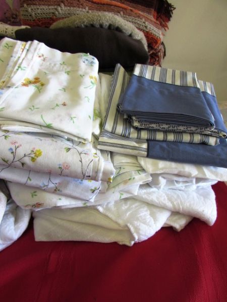 THE LINEN CLOSET-TOWELS, THROW BLANKETS, SHEETS, PILLOWS, A SNUGGIE & . . . 