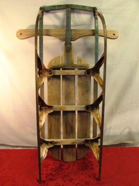 FABULOUS ANTIQUE SNOW SLED  -  SNOW IS EXPECTED THIS YEAR - DON'T MISS OUT ON THE FUN