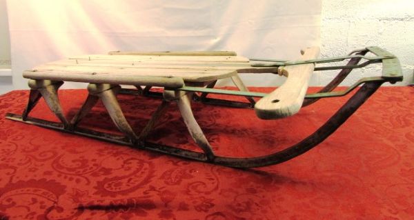 FABULOUS ANTIQUE SNOW SLED  -  SNOW IS EXPECTED THIS YEAR - DON'T MISS OUT ON THE FUN