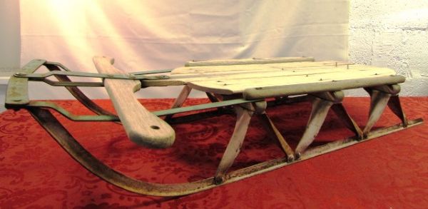 FABULOUS ANTIQUE SNOW SLED  -  SNOW IS EXPECTED THIS YEAR - DON'T MISS OUT ON THE FUN