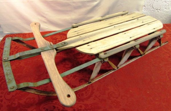 FABULOUS ANTIQUE SNOW SLED  -  SNOW IS EXPECTED THIS YEAR - DON'T MISS OUT ON THE FUN