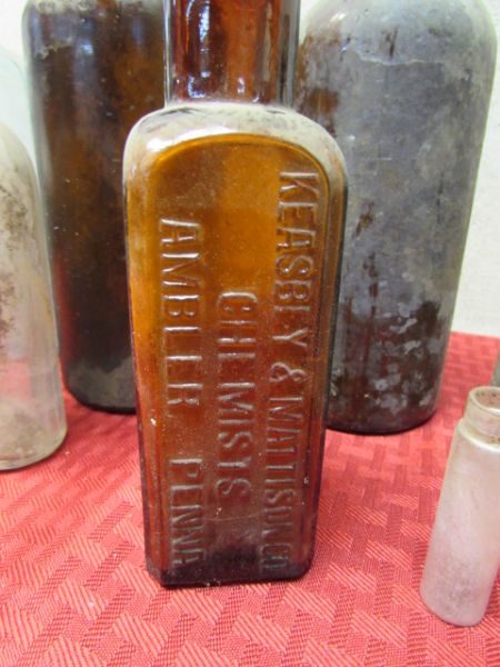 COLLECTION OF ANTIQUE BOTTLES FROM THE McCLOUD CLINIC