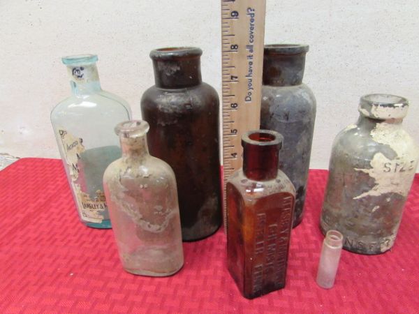 COLLECTION OF ANTIQUE BOTTLES FROM THE McCLOUD CLINIC